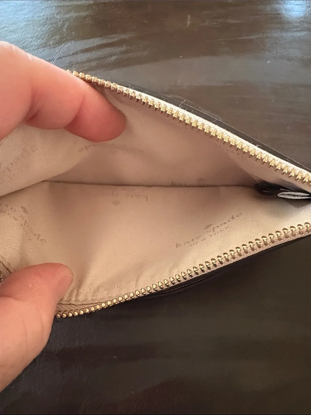 kate spade metallic rose gold slim wallet